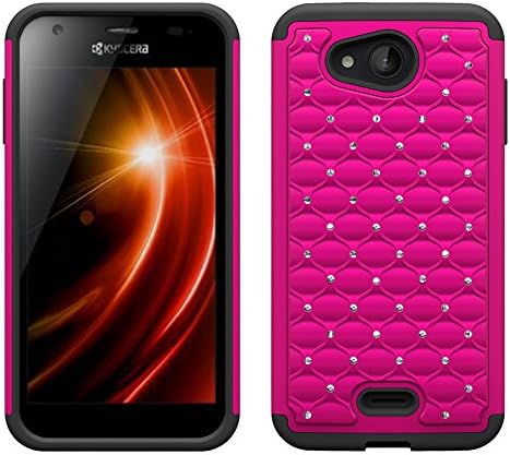 BlueAurora™ Kyocera Hydro Wave C6740 Hybrid Luxurious Studded Spot Diamond Dual Layer Armor Phone Case Cover [Maximum Protection] + BlueAurora Stylus Pen