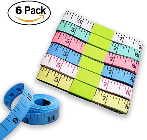 6 Pack Tape Measure 150cm/60 Inch 2 cm Width Double-scale Soft Tape Measuring Body Weight Loss Medical Body Measurement Sewing Tailor Cloth Ruler Dressmaker Flexible Ruler