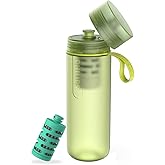 PHILIPS Water GoZero Active BPA-Free Water Bottle with River/Lake/Spring Water Filter for Hiking Camping, Sport Squeeze Water Bottle, Lightweight, Blue, 20 oz with Adventure Filter, Green