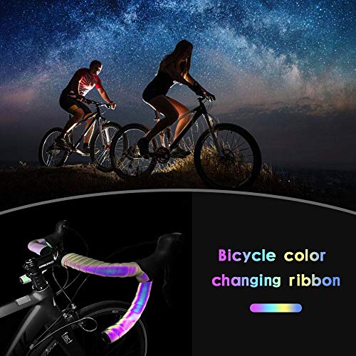 FOONEE 2 Rolls Bike Bar Tape, Color Reflective Bicycle Handlebar,Waterproof and Wear Resistant Bicycle Handlebar Grips Tape Wrap Cycling Grip Tape for Road Bikes, Mountain Bike, 215 cm / 84.6 inch