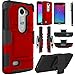 LG Leon Case, LG Power Case, LG Destiny Case,EC™ Hybrid Dual Layer Combo Armor Protective Case Cover with Kickstand and Locking Belt Swivel Clip for LG Tribute 2/ LG Leon LTE C40 (Red+Black)