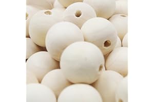 hesmartly 100Pcs 1 Inch Unfinished Wood Beads Round Wooden Spacer Beads Natural Wood Loose Beads