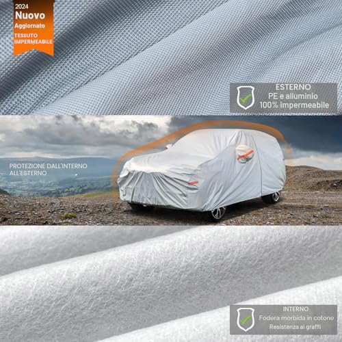 Kayme Outdoor Car Cover, Compatible with BMW X5 (2010-2025), 6-Way Cover for Waterproof Anti UV Anti Wind Dustproof Cover with Zip and Cotton