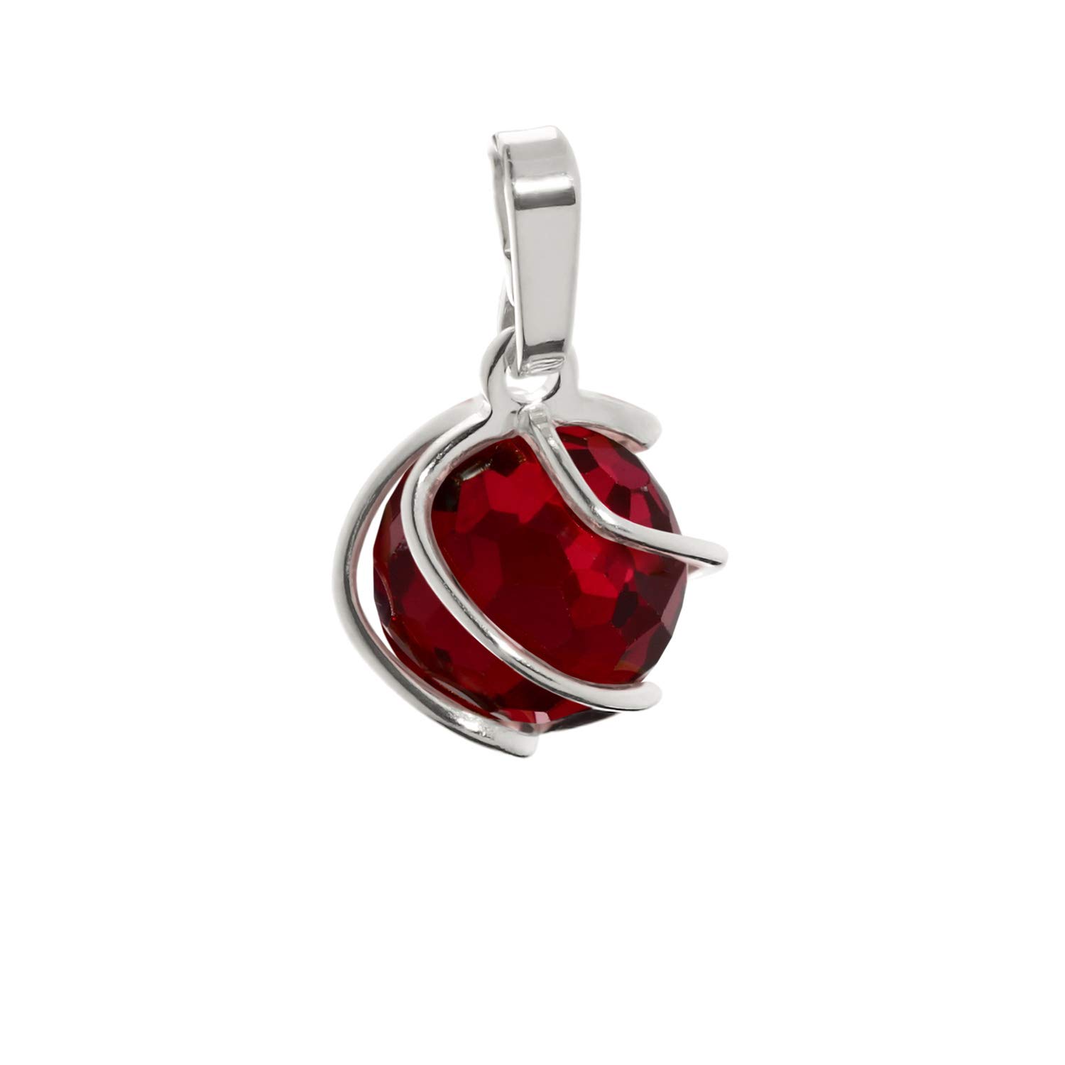 NKlaus sphere pendant 925 sterling silver zirconia garnet 9mm pendant 7876