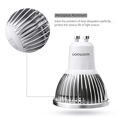 Warmoon GU10 COB Bulbs, 5W Daylight White, 6500K, 500lm, 60° Beam Angle