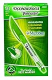 Ticonderoga Emphasis Fluorescent Highlighters, Pocket Style with Clip, Chisel Tip, Green, One Dozen (48001)