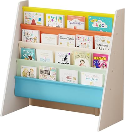 Rainbow Tree 4-Tier Kids Sling Book Rack Yellow Book Shelf Easy Reach