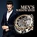 A ALPS Watch,Mens Watch,Classic Skeleton Mechanical Stainless Steel Watch with Link Bracelet,Dress Automatic Wrist Hand-Wind Watch