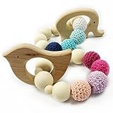 2pc baby Wooden Teethers Organic eco-friendly Wood Elephant Bird shaped Teething Nursing Bracelet Chewable Toy Montessori Baby Teething Gift Teether Toy