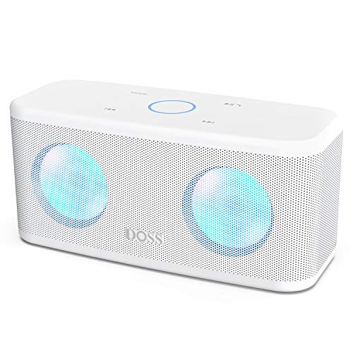 DOSS SoundBox Plus Portable Wireless Bluetooth Speaker with HD Sound and Deep Bass, Wireless Stereo Pairing, Built-in Mic, 20H Playtime, Portable Wireless Speaker for Phone, Tablet, TV, and More-White