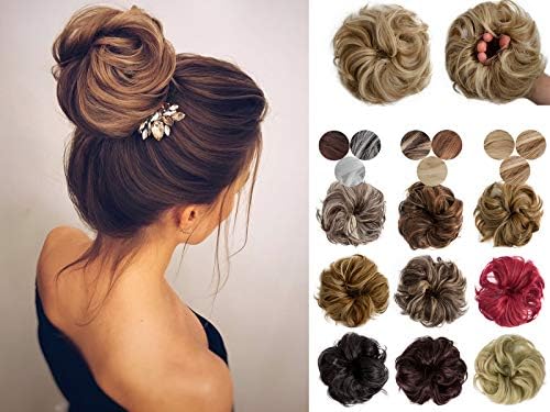 Hebelin 1pcs Messy Hair Bun Extensions Scrunchy Updo Elastic Wavy Curly Donut Chignon Hairpiece