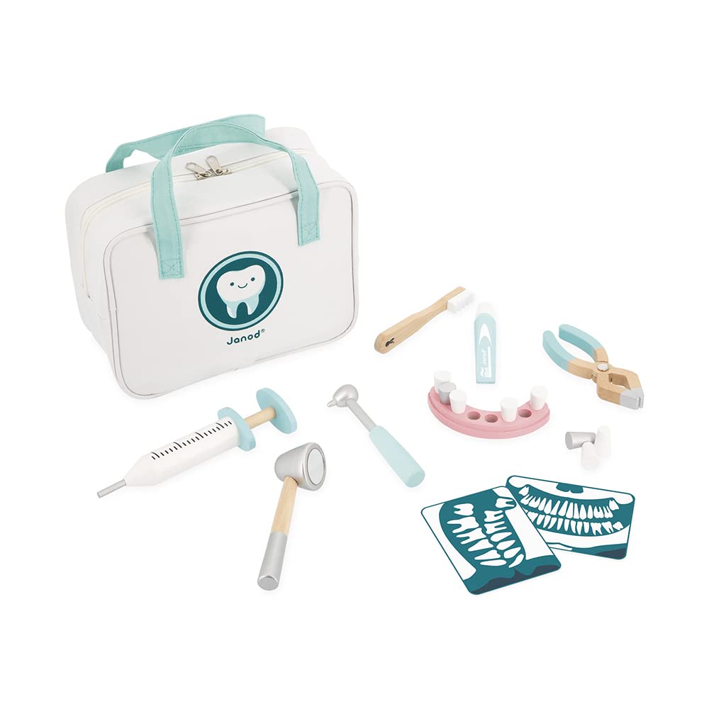Janod - Dentist's Case - Pretend Play Occupational Toy - 9 Wooden and Cardboard Accessories Included - Boosts the Imagination - FSC-Certified - Water-Based Paints - 3 Years + - J06550 โ image 1