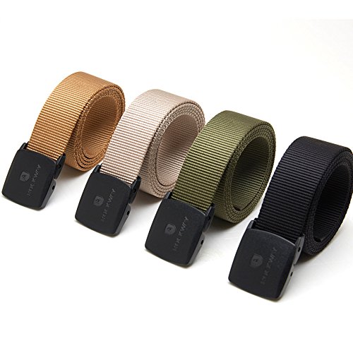 Rockway Unisex Nylon Belt with Quick Release Plastic Buckle Duarble and Security Friendly (Army green, Small)