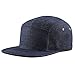 The Hat Depot Made in USA 5 Panel Flat Brim Genuine Leather Brass Cotton Biker Cap (Denim)