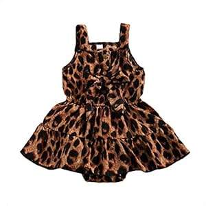 LUCSUN Pasgeboren Baby Meisje Kleding Leopard Bow Jarretel Jumpsuits Jurk Zoom Driehoek Romper Korte Rok Outfits