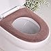 FaSoLa Bathroom Warmer Washable Cloth Toilet Seat Cover Pads (Brown)