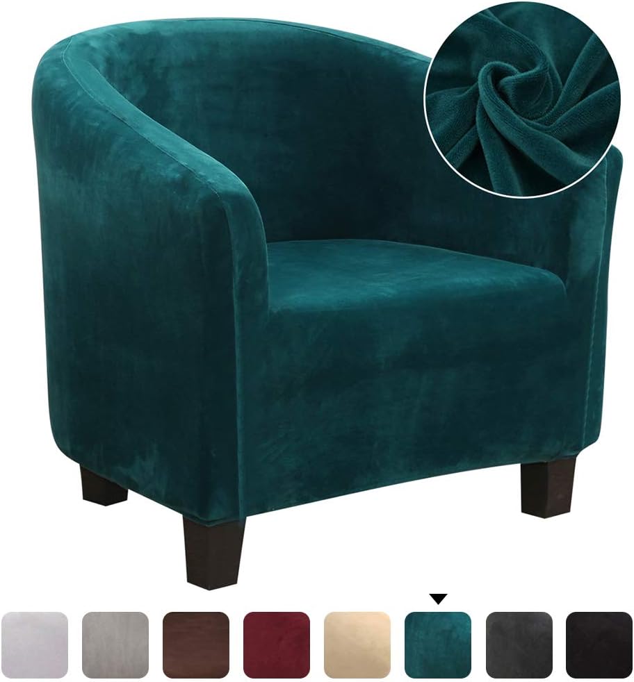 Tub Chair Covers for Armchairs, Velvet Armchair Covers Plush Elastic