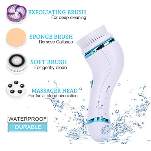 Gackoko Facial Cleansing Brush- with advance Latest Ion Technology & 4 Brush Heads for chargeable Electric Rotating Face brush -Awaken skin vitality for Deep Cleansing, Exfoliating,Blackhead (Blue-2) - Thumbnail 5