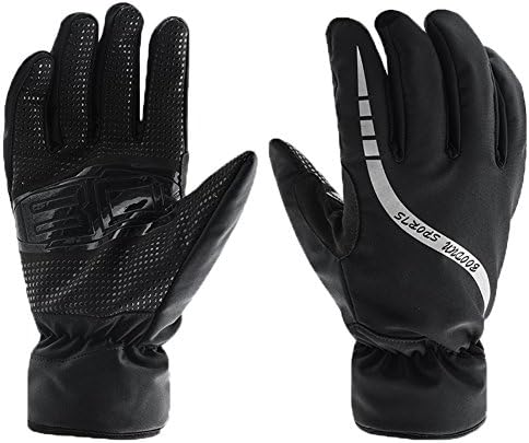 Men's Waterproof Ski Gloves, Used for Winter Outdoor Sports, Snowboard, Snowmobile - Black (Middle)