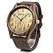 Bewell Casual Natural Wood Watch for Men Round Dial Quartz Analog Canvas Band W124B (Zebra Wood)