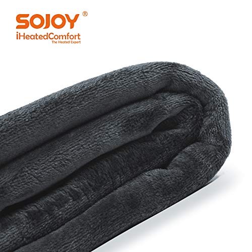Sojoy iHeatedComfort USB Warm Heated Shawl and Lap Blanket for Home, Travel, Office, Car, Wheelchair, Bed, and Couch Cozy Super Soft Velvet Size (43 x 28 inch) Dark Gray SJ-USB001