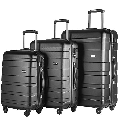Merax afuture 3 piece luggage set lightweight spinner suitcase(bl…