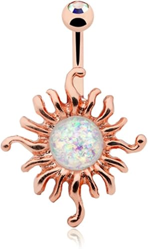Sold Individually Inspiration Dezigns Rose Gold Synthetic Opal Horseshoe Barbell Ring