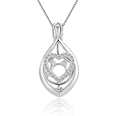 LGSY 925 Sterling Silver CZ Teardrop Heart Cage Pendants Crafting Charm for DIY Necklace Bracelet Jewelry Making