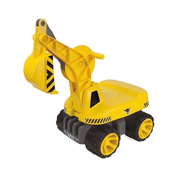 BIG - Power-Worker Maxi-Digger - Kinderfahrzeug, geeignet als Sandspielzeug und für das Kinderzimmer, Baggerfahrzeug zum Sitzen bis 50 kg, für Kinder ab 3 Jahren, Gelb