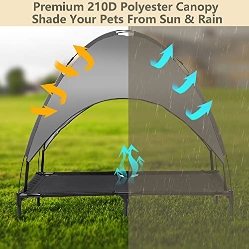 Zooba 50" Elevated Outdoor Dog Bed with Canopy, Cooling Raised Pet Cot
