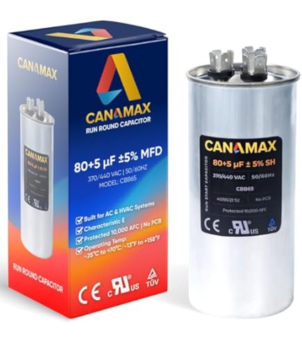 York Single Run Capacitor, 10Mfd,370V,Flat: Capacitors