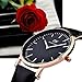 zeiger New Mens Women Lady Fashion Casual Business Black Dial Analog Quartz Watch with Leather Band (Black and Rose Gold)