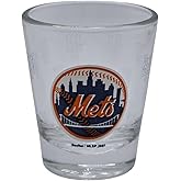 Boelter Brands MLB Satin Etch Shot Glass 2oz, Full 360 Wrap Design (New York Mets)