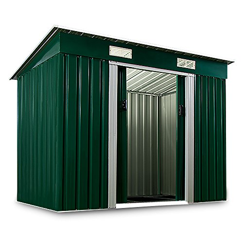 Abri de jardin en métal vert Cabane Remise Rangement outils - avec ventilation