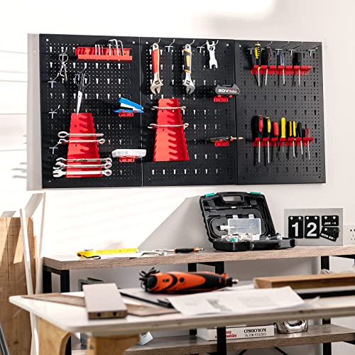 Goplus Pegboard Wall Organizer, 4ft Metal Garage Pegboard Tool