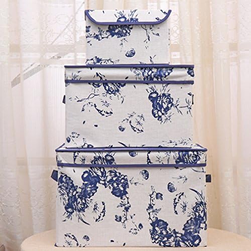 Non-Woven Foldable Storage Box Square Basket Bin with Lids and Handles, Set of 3 (color1)