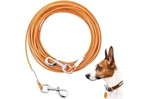 Mi Metty Tie Out Cable for Dogs, 10/20/30/50/ 100FT Dog Leads for Yard Chew Proof, Heavy Duty Dog Tie Out Cable for Large Dog