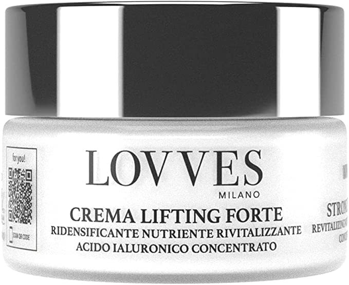 LOVVES Strong Lifting Cream, High Natural Cosmetics, Anti-Wrinkle Face Cream, Redensing, Nutritive, Revitalising, Hyaluronic Acid 3 Molecular Weight, Glass Pot Size 50 ml