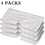 Amariver Microfiber Replacement Mop Pads Shark Steam Euro Pro Pocket Mops S3500, S3501, S3550, S3601, S3901 Shark Steam Duster Microfiber Cleaning Pads, Set of 4, White