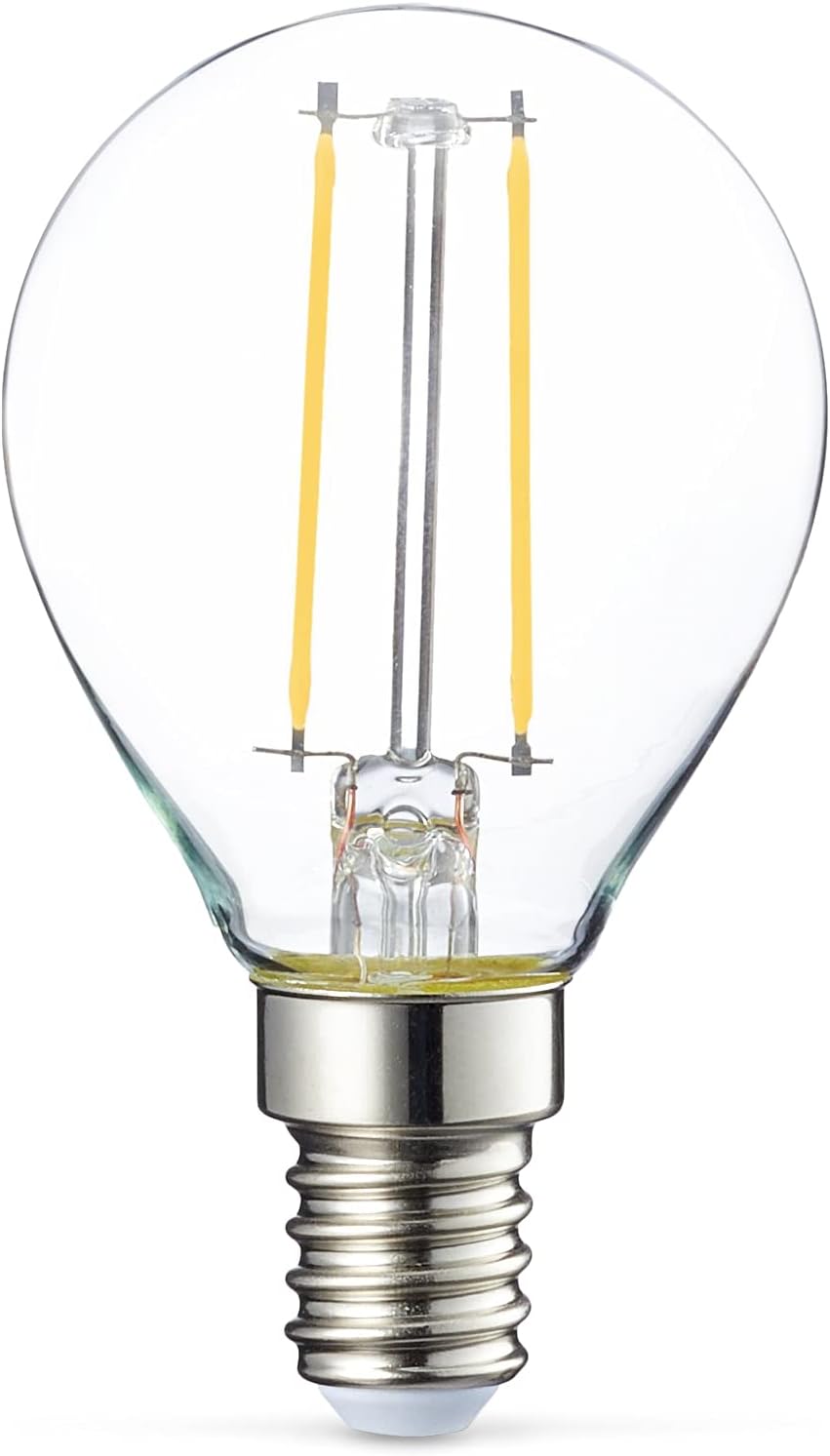 Amazon Basics LED E14 Small Edison Screw Golf Ball P45 Bulb, 2W (Equivalent to 25W), Clear Filament, Non Dimmable, Pack of 6 - Image 3
