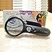 HXL Magnifying Glass Hand-held Magnifier Glass with 3LED Light 3X 45x for Reading,Medicine,Coin,Stamp,Home and Office【Black】