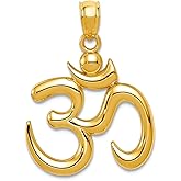 JewelryWeb 17.5mm 10k Solid Yellow Gold Polished Om Symbol Pendant Necklace Pendant for Women