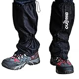 BINGUO Outdoor Essential Unisex Double Sealed Velcro Zippered Closure Waterproof High Leg Gaiters Legging Cover 1 Pair