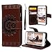 iPhone 6S 6 Wallet Case 4.7 inch, YOKIRIN PU Leather Henna Mandala 3D Relief Floral Embossed Folio Flip Full Protective Cover with Credit Card Holder Kickstand Magnetic Closure for iPhone 6 6S, Brown