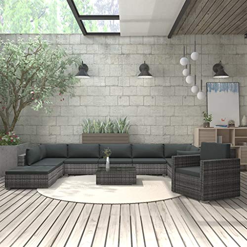 vidaXL Gartenmöbel 11-TLG. mit Auflagen Lounge Möbel Sitzgarnitur Gartengarnitur Sitzgruppe Sofa Gartenset Gartensofa… – Bild 3