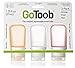 humangear GoToob Refillable Silicone Travel Size Bottles for Women, Men, Toiletries, Beauty, Cosmetics, 3pk Set, Small (1.25oz), Clear/Orange/Red,HG0182