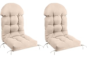 FUNBERRY Adirondack Chair Cushions Set of 2, Thicken Comfy Cushions for Rocker Non Slip Fade Shield Waterproof High Back with Ties