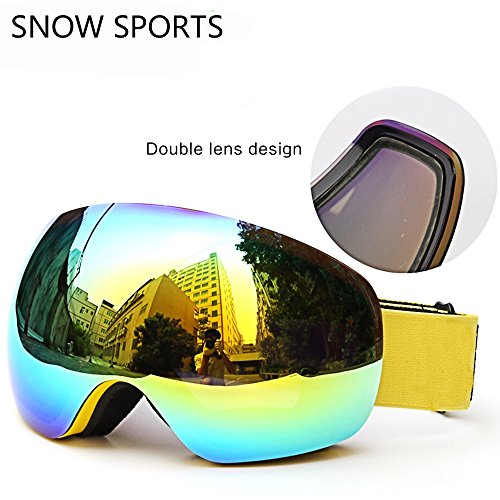 Loyalfire Ski Goggles, Polarized Snow Goggles with Double Layers UV Protection Anti-Fog Myopia Frame Ski Mask Glasses Skiing Men Women Kids Snow Snowboard Goggle