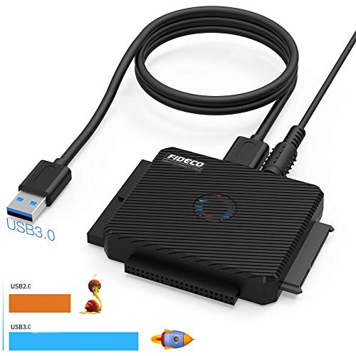 IDE Adapter Cable, FIDECO USB 3.0 to SATA Adapter Hard Drvie Converter IDE Cable for 2.5"/3.5" IDE and SATA III HDD SSD Drives, 5.25-Inch DVD-ROM/CD-ROM/CD-RW/DVD-RW/DVD+RW (IDE Cable PL03) (Renewed)