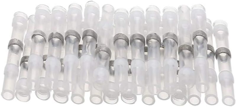 Mintice 100 X Solder Seal Heat Shrink Electrical Butt Wire Terminal Connectors Waterproof Car Insulated Splices Crimper Electrical Kit White 26-24 AWG Gauge - Image 3
